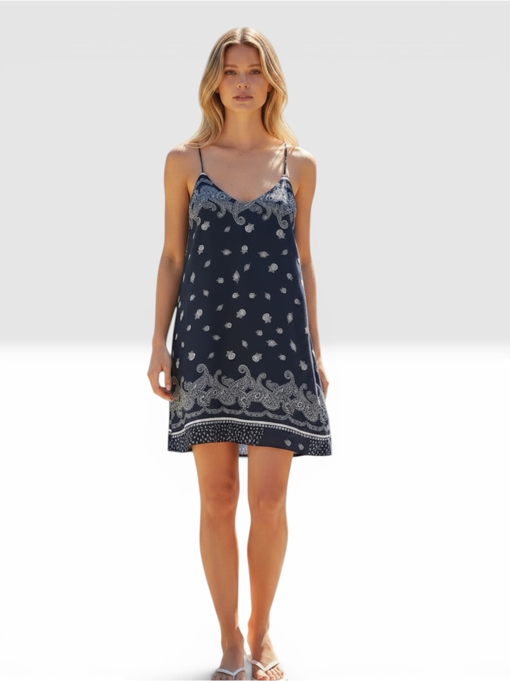 Superdown revolve Black Bandana Print Slip Dress Women’s Size M chic summer NWT